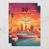 Invitation Destination bateau de croisière tropicale fête d'a (Devant / Derrière)