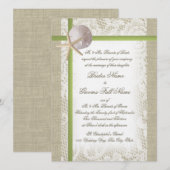 Invitation Destination Beach Burlap et Mariage de dentelle (Devant / Derrière)