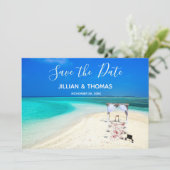 Invitation Destination Beach Wedding Économisez-Le-Date (Debout devant)