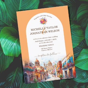 Invitation Destination colorée Mariage Mexique Fleurs Fiesta