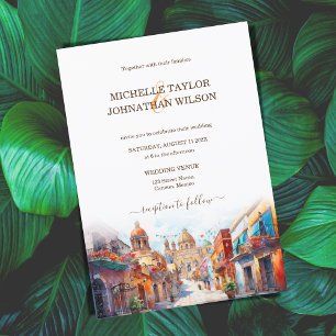 Invitation Destination colorée Mariage Mexique Fleurs Fiesta
