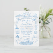 Invitation Destination côtière tropicale dessinée à la main (Debout devant)