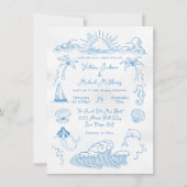 Invitation Destination côtière tropicale dessinée à la main (Devant)