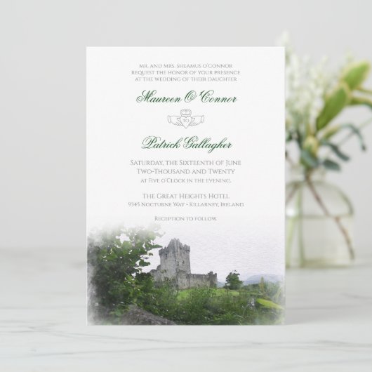 Invitation Destination d'aquarelle : Mariage de l'Irlande (Debout devant)