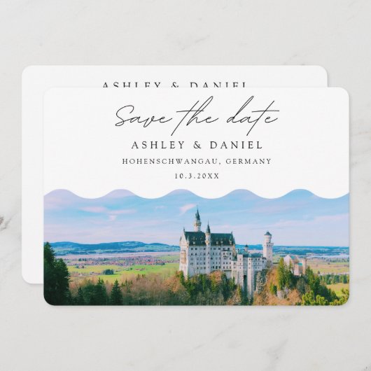 Invitation Destination de mariage à Hohenschwangau, à vos dat (Devant / Derrière)