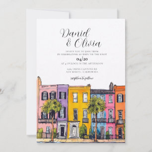 Invitation Destination de mariage à l'aquarelle de Charleston