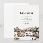 Invitation Destination de mariage à l'aquarelle de Santa Barb (Devant / Derrière)