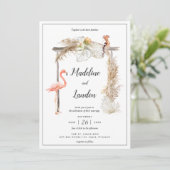 Invitation Destination de mariage Boho Tropical Zoo (Debout devant)