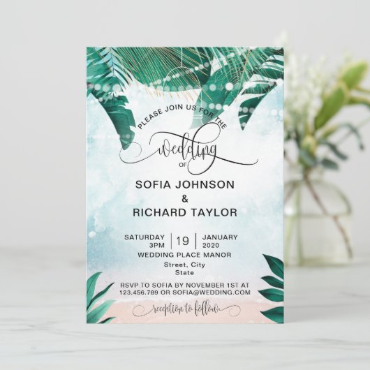 Invitation destination de mariage île plage océan (Debout devant)