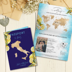 Invitation Destination de mariage Lemon Summer Passport Itali