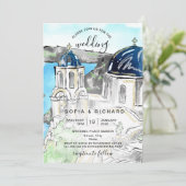 Invitation Destination de mariage moderne île grecque Skiatho (Debout devant)