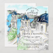 Invitation Destination de mariage moderne île grecque Skiatho (Devant / Derrière)