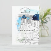 Invitation Destination de mariage moderne île grecque Skiatho (Debout devant)