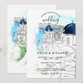 Invitation Destination de mariage moderne île grecque Skiatho (Devant / Derrière)