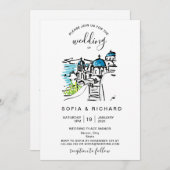Invitation Destination de mariage moderne île grecque Skiatho (Devant / Derrière)