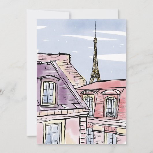 Invitation Destination de mariage moderne Paris Tour Eiffel I (Dos)