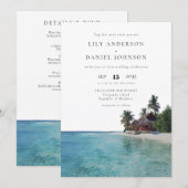 Invitation Destination de mariage tropical tout compris (Devant / Derrière)