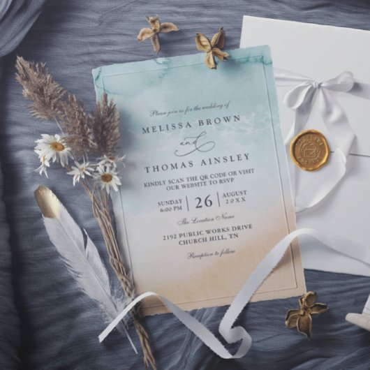 Invitation Destination de plage Mariage élégant moderne avec 
