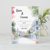 Invitation Destination du Mariage d'aquarelle Charleston (Debout devant)