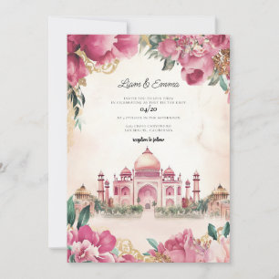 Invitation Destination du Mariage d'aquarelle en Inde