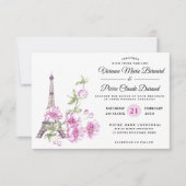 Invitation Destination florale Elégante et moderne Tour Eiffe (Devant)