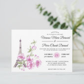 Invitation Destination florale Elégante et moderne Tour Eiffe (Debout devant)