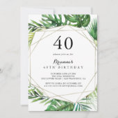 Invitation Destination géométrique Tropical 40th Birthday Par (Devant)