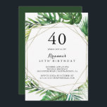 Invitation Destination géométrique Tropical 40th Birthday Par<br><div class="desc">Cette destination géométrique tropicale 40ème anniversaire invitation est parfait pour une simple fête d'anniversaire. Le design se compose de palmiers verts aquarelés peints à la main et de feuilles de bananes soigneusement arrangés en de beaux bouquets,  ornant un cadre géométrique doré.</div>