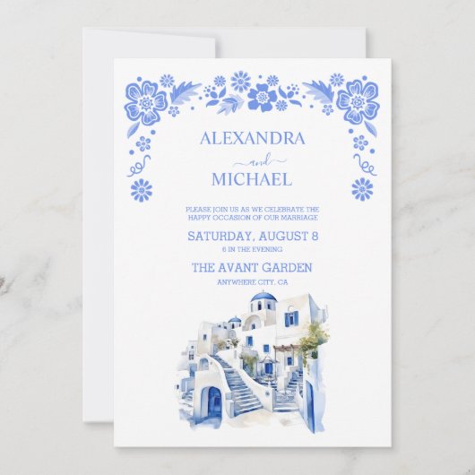 Invitation Destination Grèce Mariage Santorin (Devant)