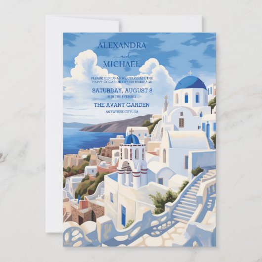 Invitation Destination Grèce Mariage Santorin (Devant)