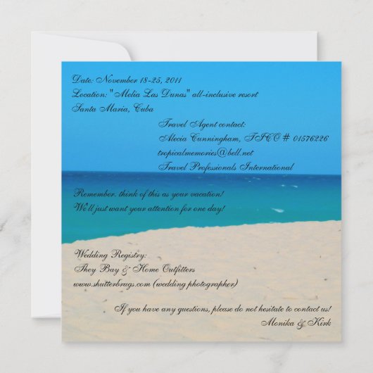 Invitation Destination mariage (Dos)