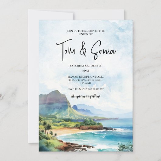 Invitation Destination Mariage du paysage d'Hawaii (Devant)