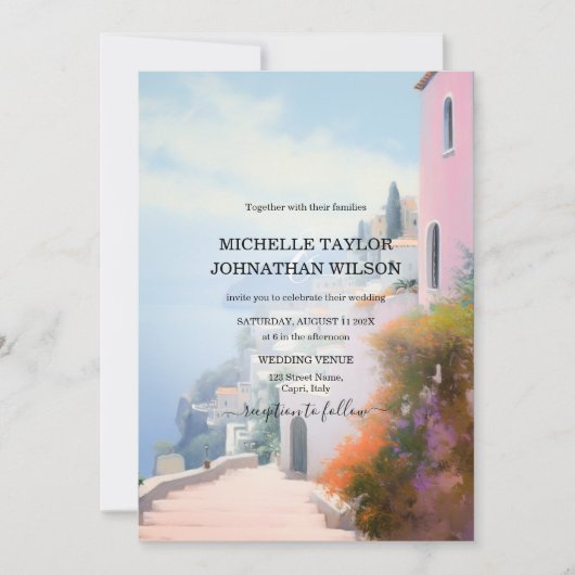 Invitation Destination Mariage Italie Capri Cinque Terre (Devant)