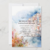 Invitation Destination Mariage Italie Cinque Terre Aquarelle (Devant)