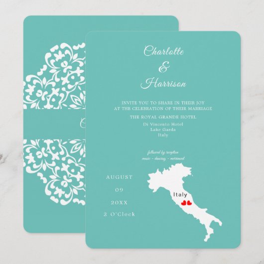 Invitation Destination Mariage Italie Europe (Devant / Derrière)