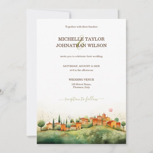 Invitation Destination Mariage Italie Toscane Florence (Devant)