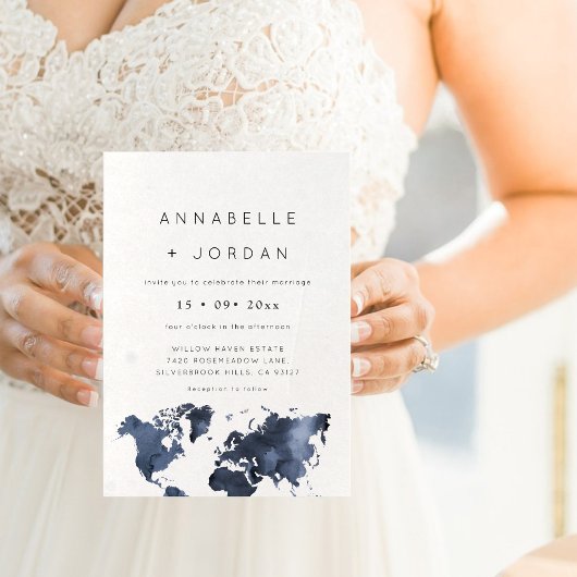 Invitation Destination Mariage Marine Blue Grey Indigo
