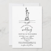 Invitation Destination Mariage minimale NYC NEW YORK LIBERTÉ (Devant)