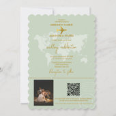 Invitation Destination Mariage Monde Passport Sage Vert Or (Dos)