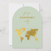 Invitation Destination Mariage Monde Passport Sage Vert Or (Devant)