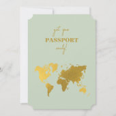 Invitation Destination Mariage Monde Passport Sage Vert Or (Devant)