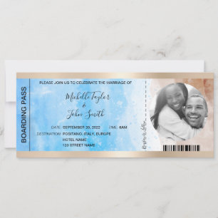 Invitation Destination Mariage Pass Embarquement Plage Ocean 