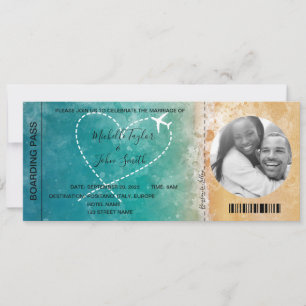 Invitation Destination Mariage Pass Embarquement Plage Ocean
