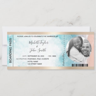 Invitation Destination Mariage Pass Embarquement Plage Ocean
