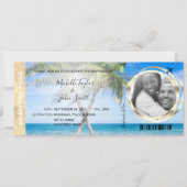 Invitation Destination Mariage Pass Embarquement Plage Ocean (Devant)