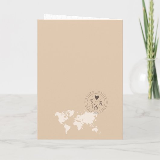 Invitation Destination Mariage Passeport Compas Beige Boho (Dos)