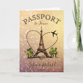 Invitation Destination mariage Passport Paris France Eiffel (Devant)