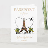 Invitation Destination mariage Passport Paris France Eiffel (Devant)