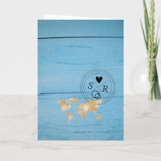 Invitation Destination Mariage Passport World Map Ancre (Dos)