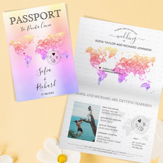 Invitation Destination Mariage Passport World Map Aventure